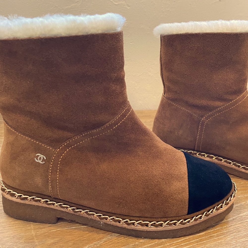 Chanel sheepskin lined booties